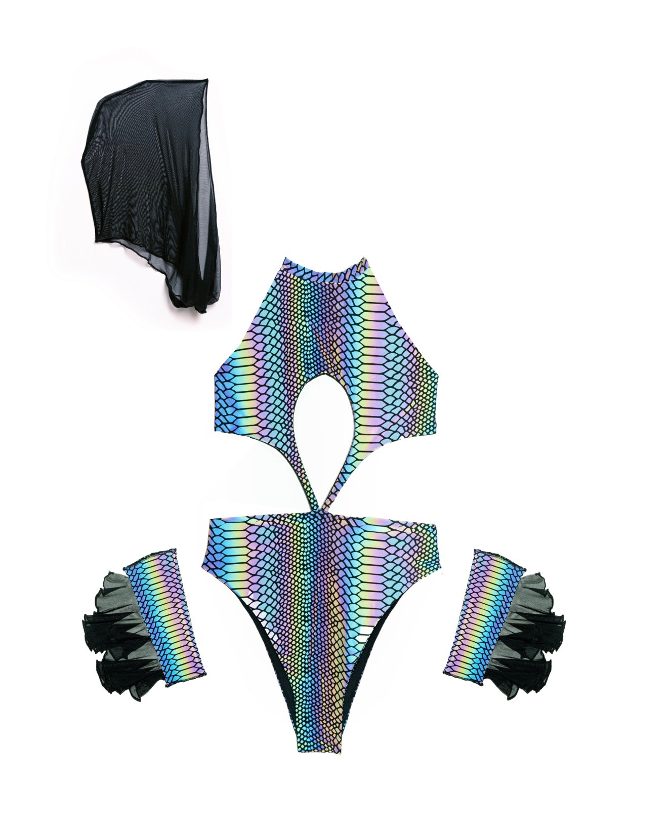 Reflective Scale Bodysuit Full Outfit | Loonigans