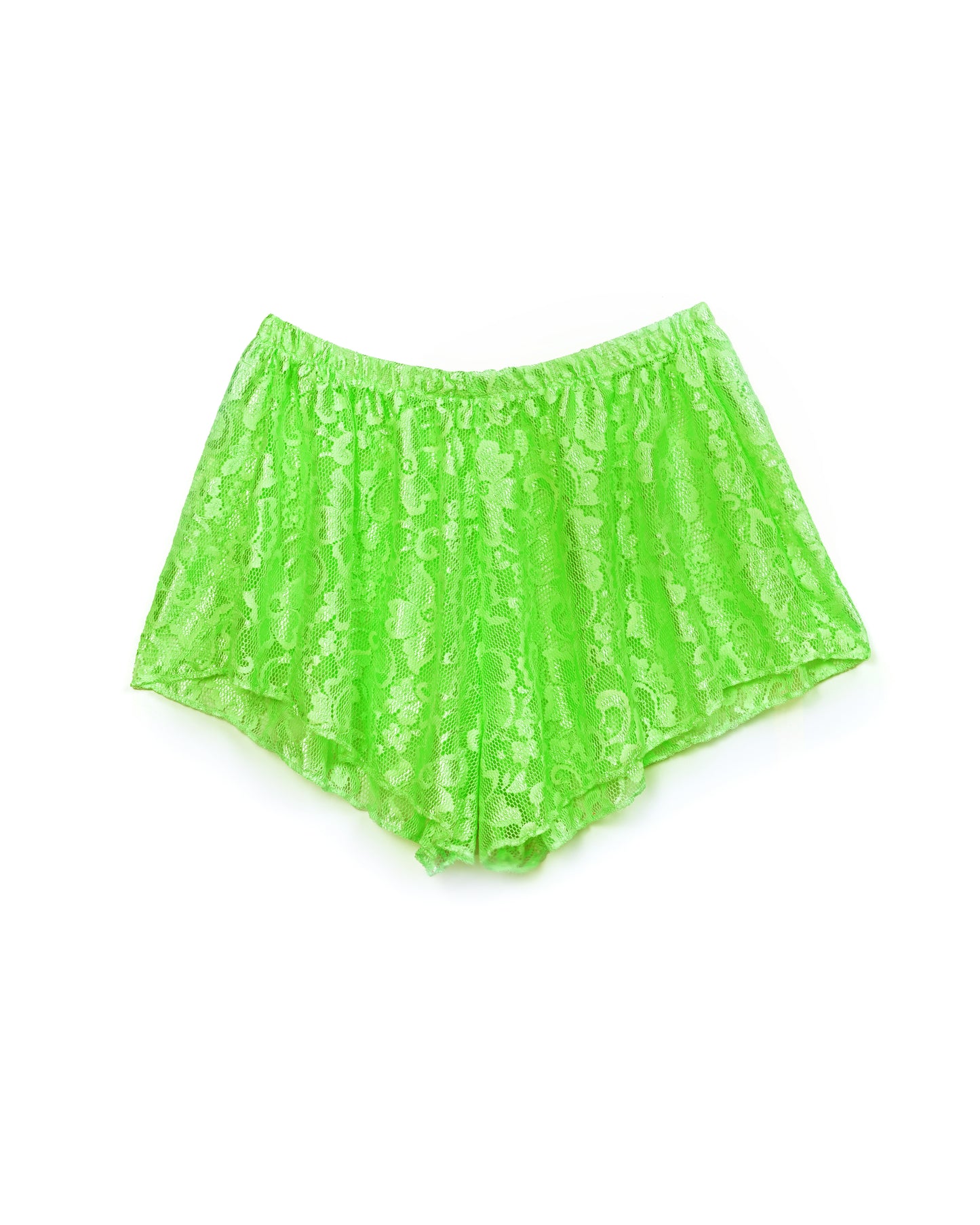 Acid Green Lace Floaty Festival Shorts | Loonigans