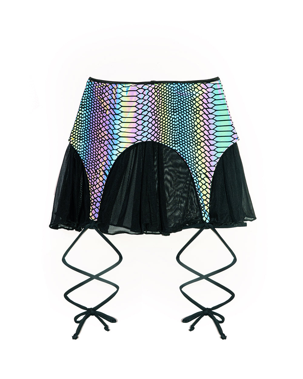 Reflective Print Suspender Skirt | Loonigans