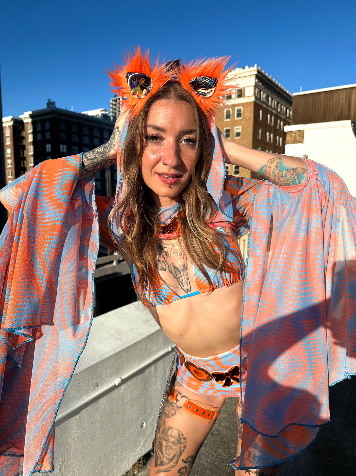 Mesh Hooded Shrug | Neon | Loonigans