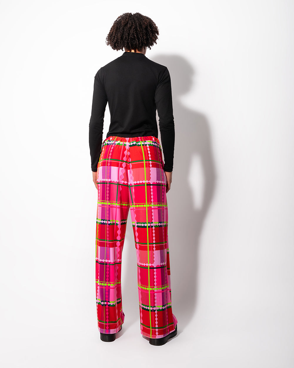 Velvet Wide Leg Trouser | Wavy Plaid