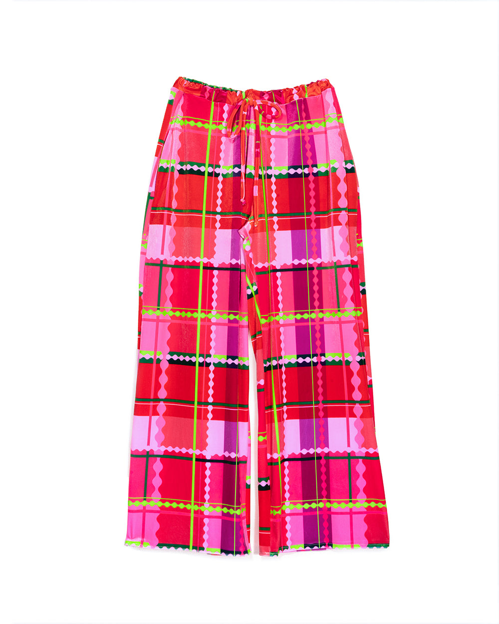 Velvet Wide Leg Trouser | Wavy Plaid