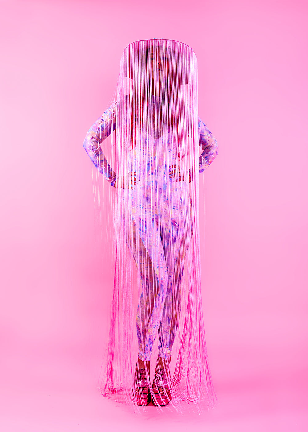 Printed & Mesh Festival Catsuit | Iridescent | Loonigans - LAST ONE LEFT