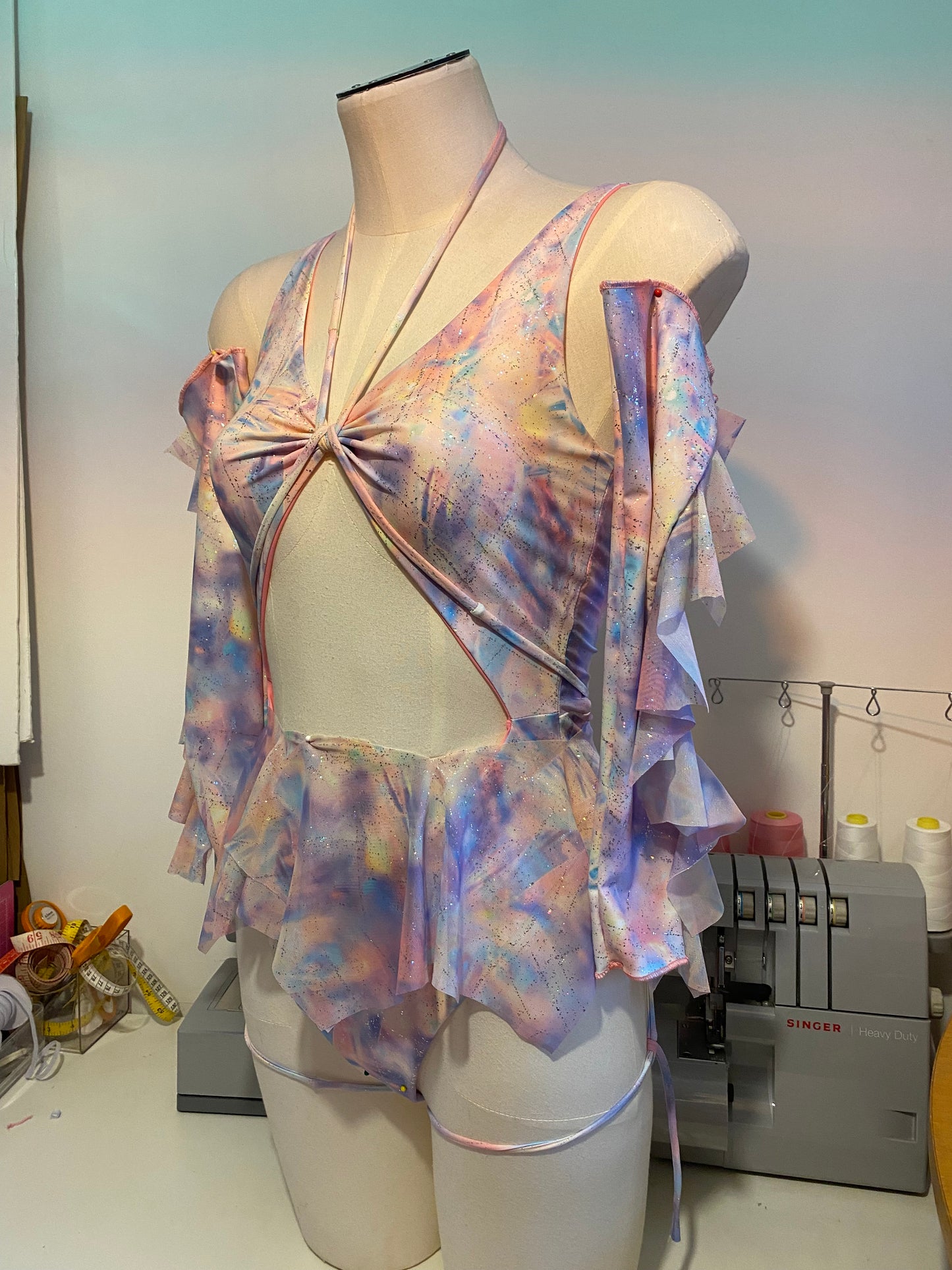 Hella Cut Out High Cut Rave Bodysuit | Iridescent | Loonigans