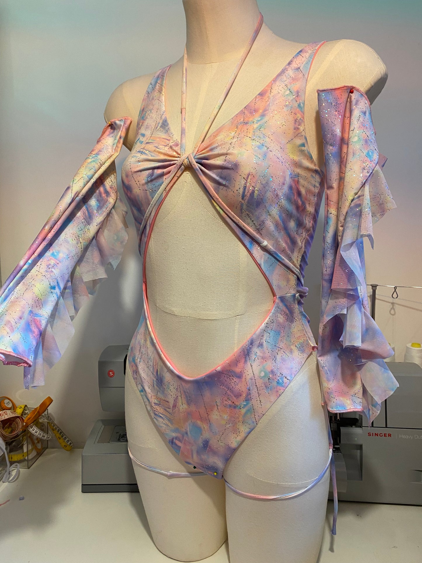 Hella Cut Out High Cut Rave Bodysuit | Iridescent | Loonigans