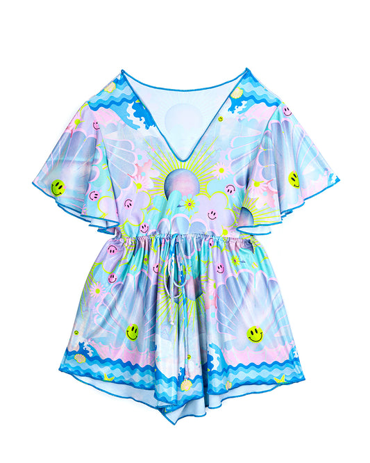 Venus Print Floaty Sleeve Festival Playsuit | Loonigans