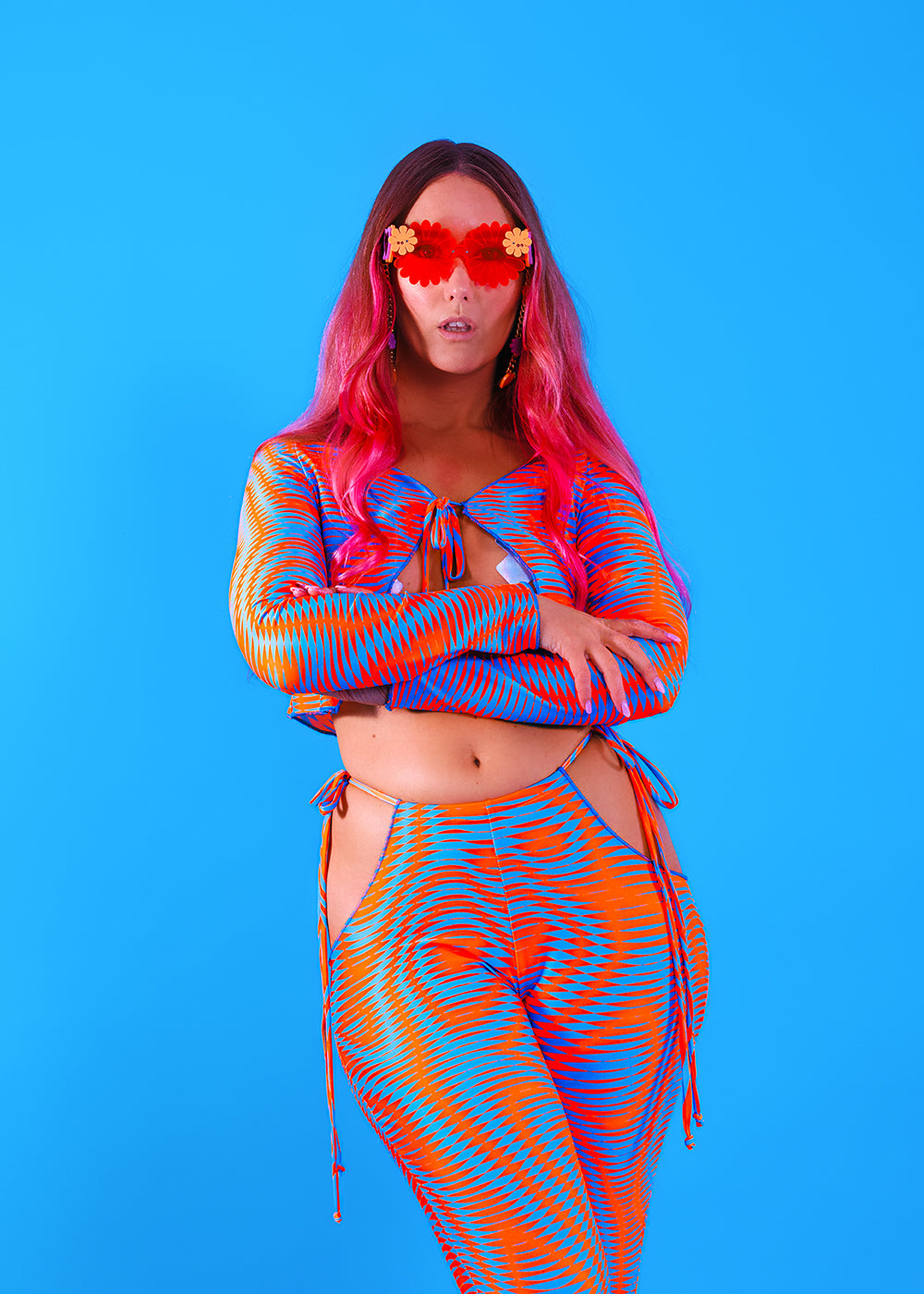 Printed Cut-Out Festival Flares | Neon | Loonigans