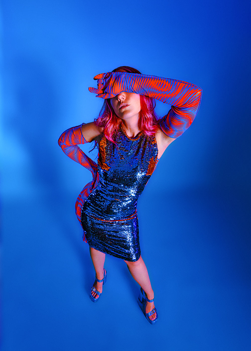 Printed & Sequin Bodycon Midi Dress | Neon | Loonigans - ONLY 1 LEFT