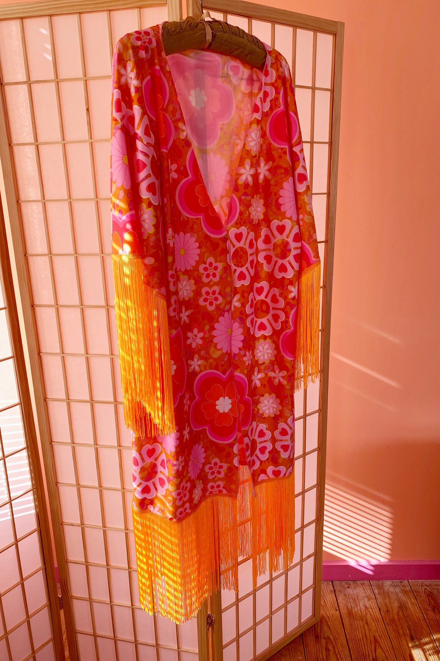 Printed Fringed Festival Kimono | 2 Colours | Loonigans - ONLY PASTEL LEFT