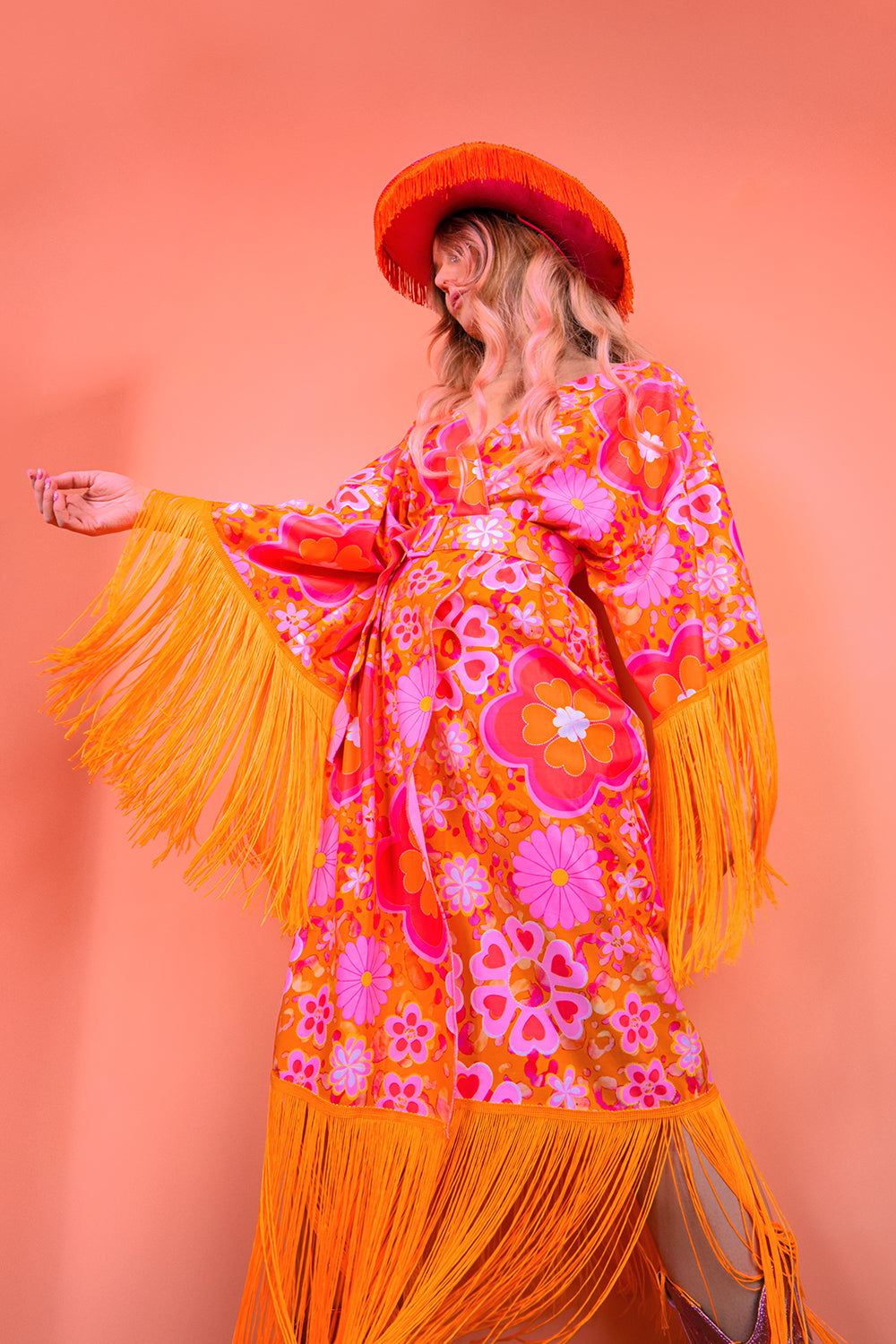 Printed Fringed Festival Kimono | 2 Colours | Loonigans - ONLY PASTEL LEFT
