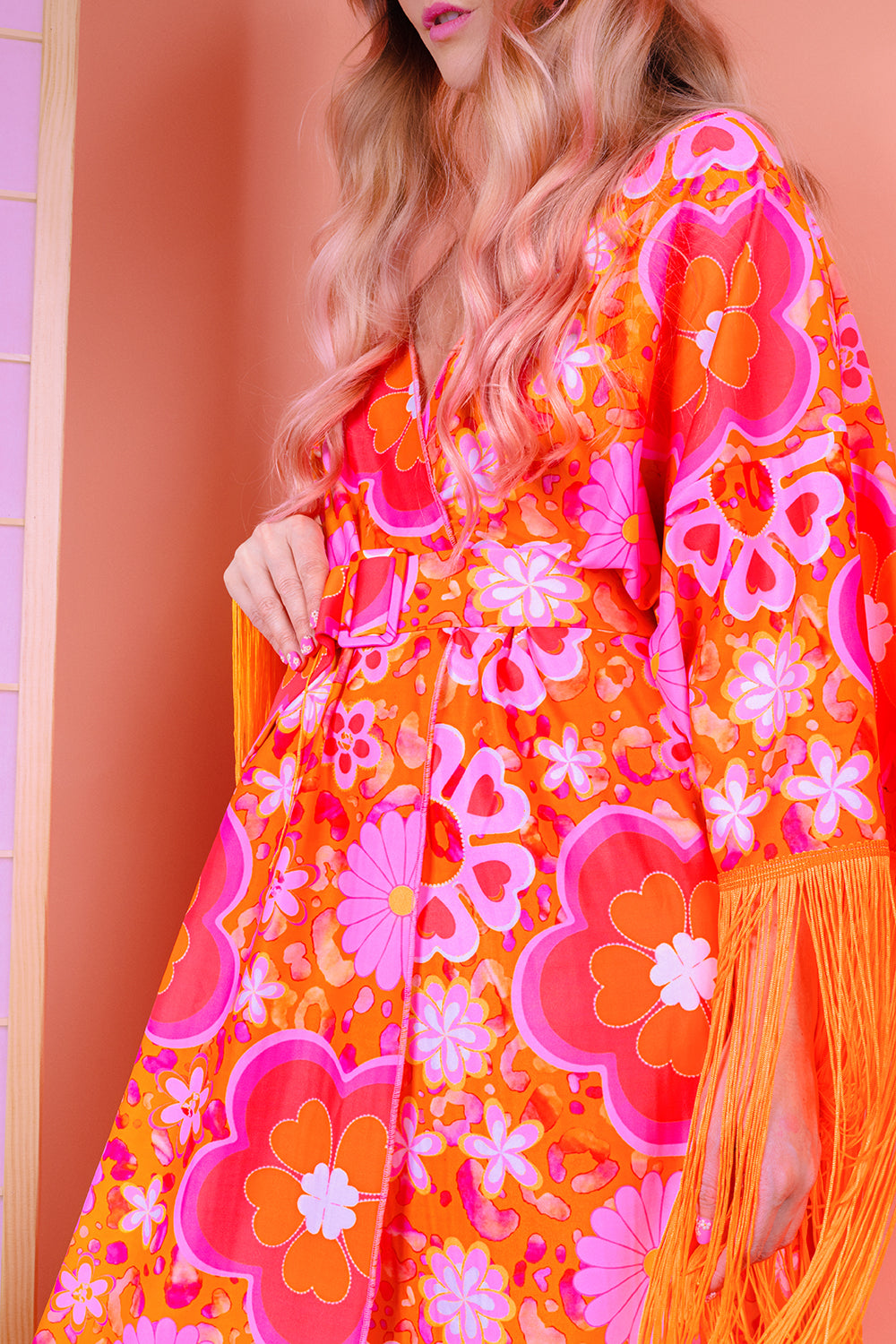Printed Fringed Festival Kimono | 2 Colours | Loonigans - ONLY PASTEL LEFT