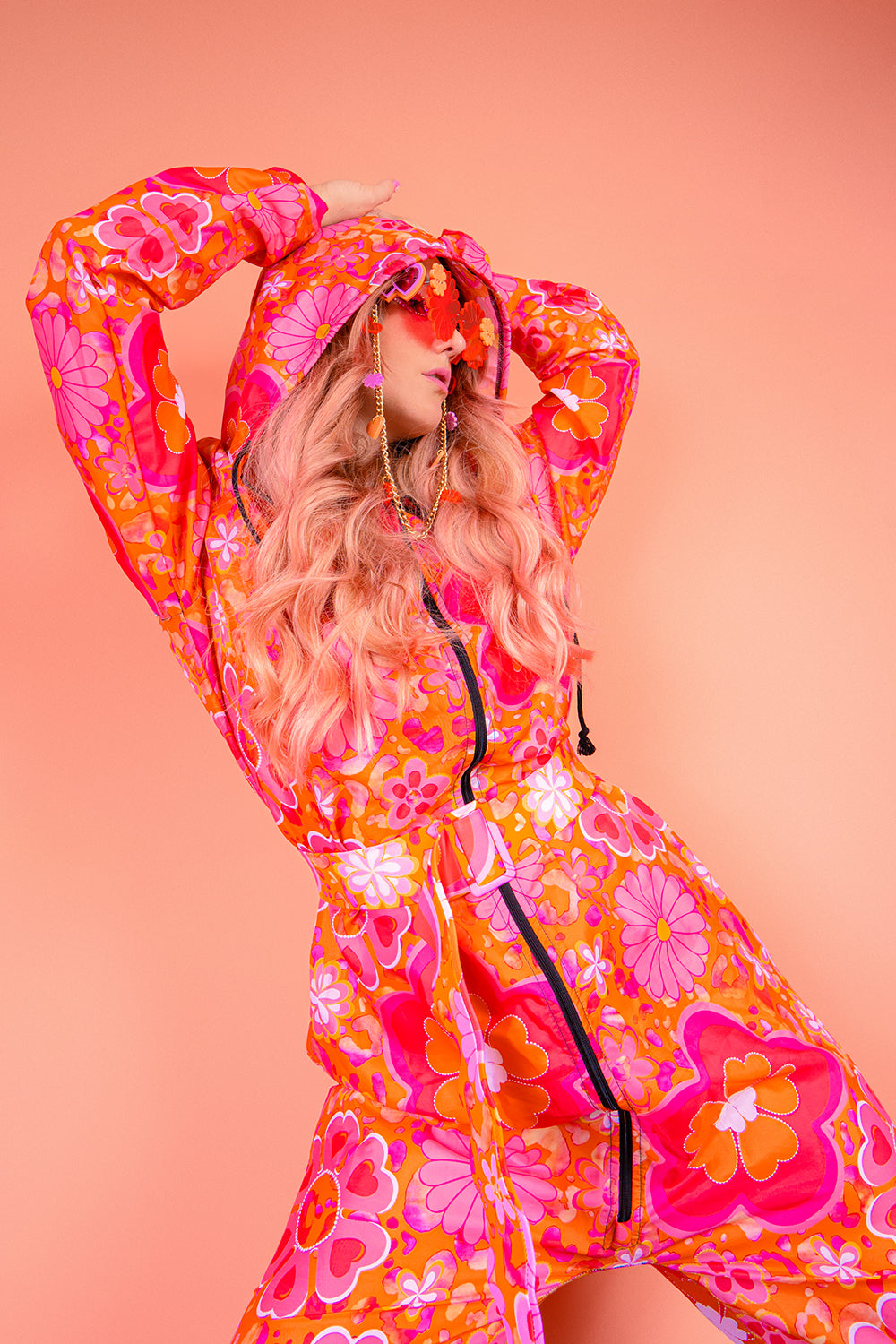 Splashproof Printed Festival Boilersuit | Porange | Loonigans - LAST SIZES LEFT
