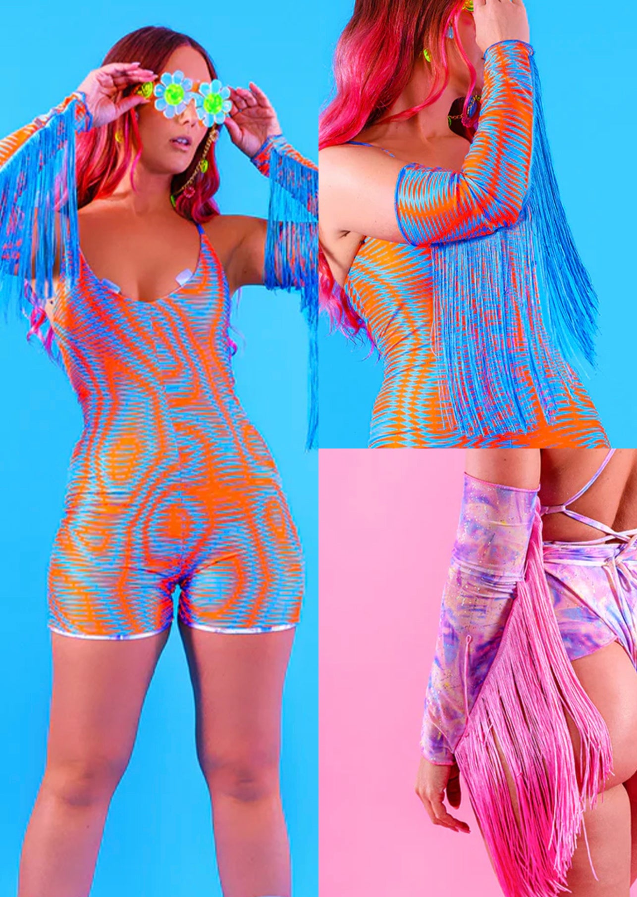 M UK 10-12 - Reversible Playsuit Bundle | Neon & Iridescent