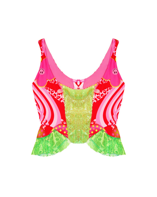 Looniverse Print and Lace Heart Corset | Loonigans