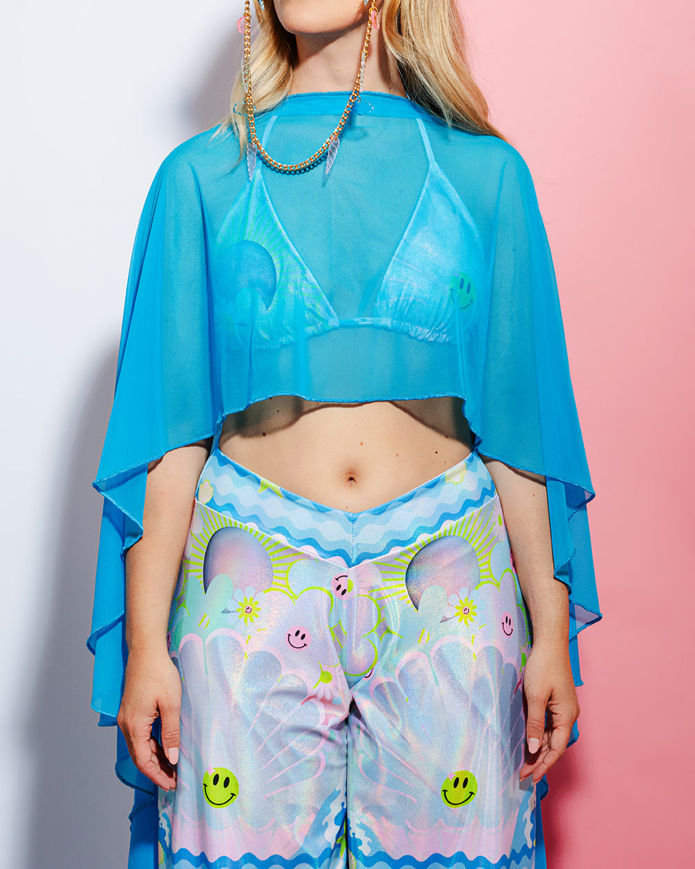 Blue Mesh Festival Cape | Loonigans