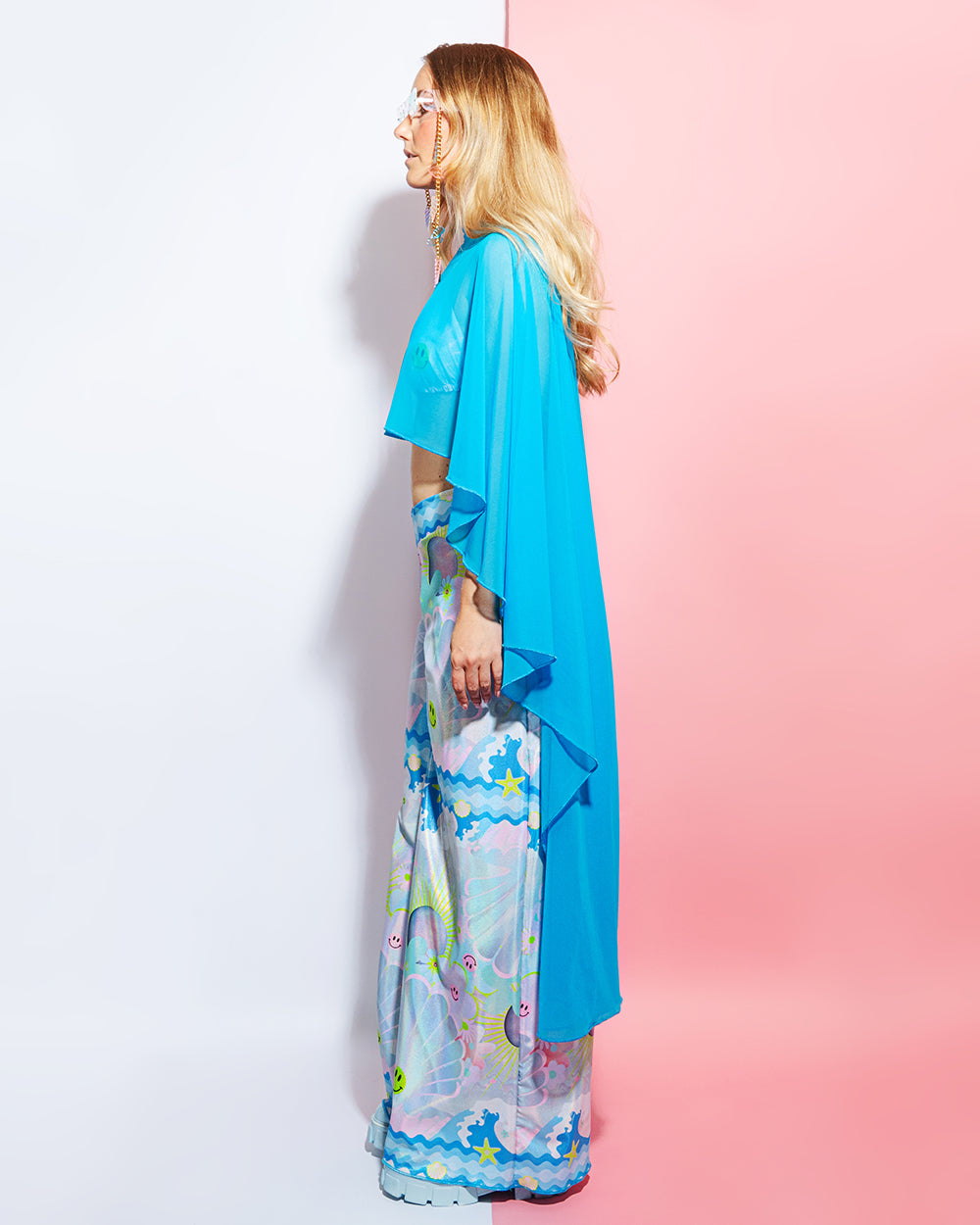 Blue Mesh Festival Cape | Loonigans