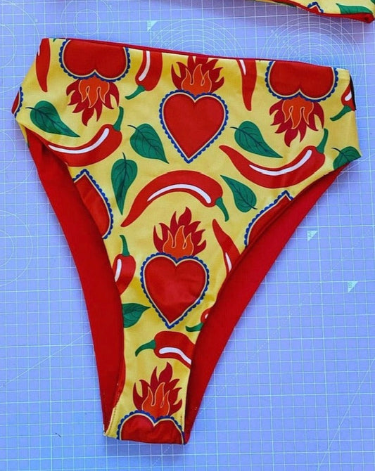 UK 6-8 XS - DAZZLE & JOLT X LOONIGANS PICANTE Reversible High Rise Bikini Bottom ONLY