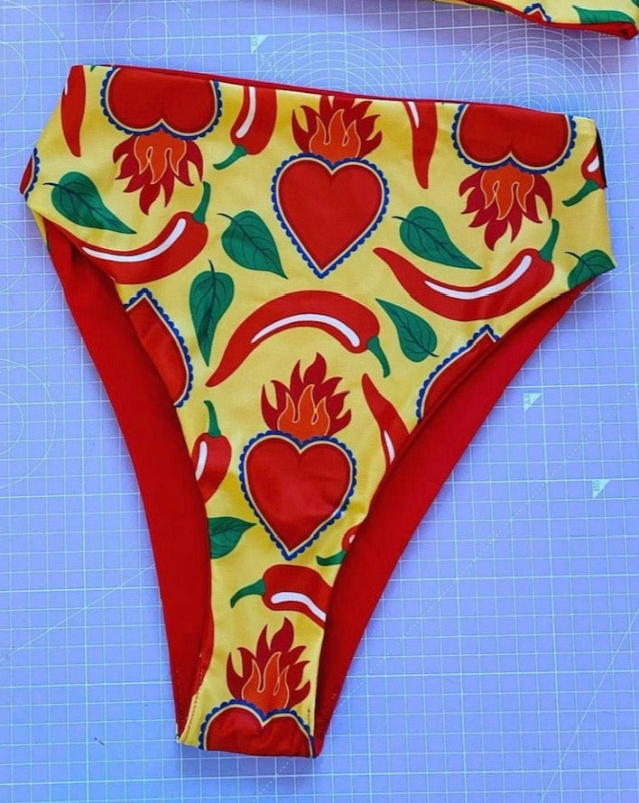 UK 12-14 L - DAZZLE & JOLT X LOONIGANS PICANTE Reversible High Rise Bikini Bottom ONLY