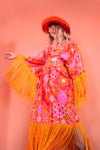 UK Onesize - Printed Fringed Festival Kimono | Disco