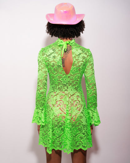 Acid Green Lace Dress | Loonigans