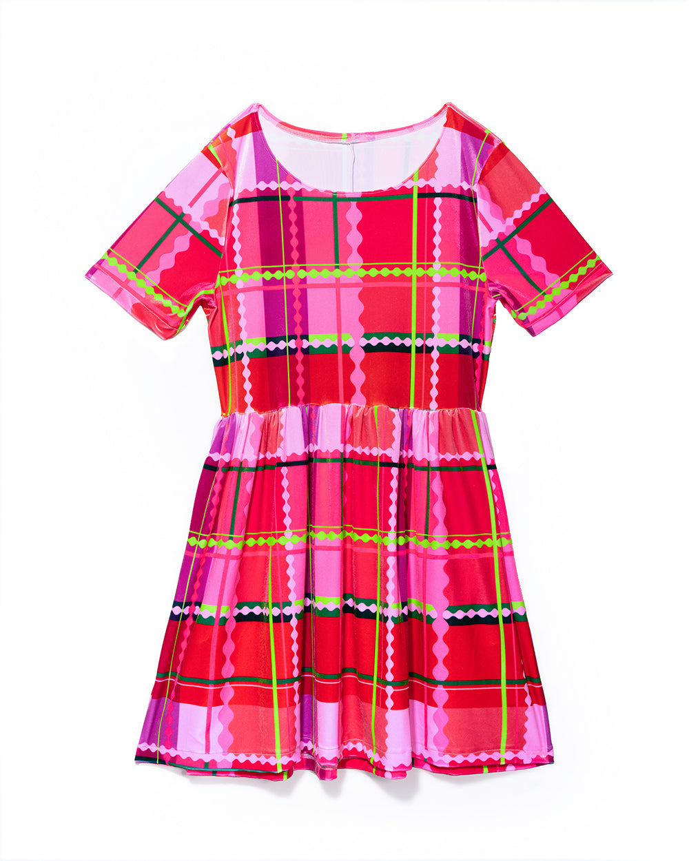 Velvet Smock Dress | Wavy Plaid