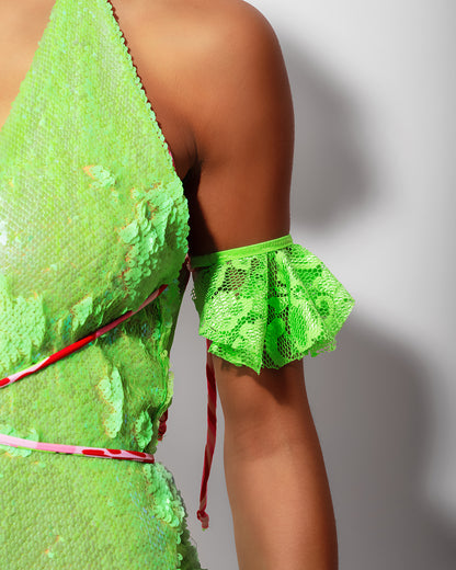 Acid Green Lace Arm Cuffs | Loonigans