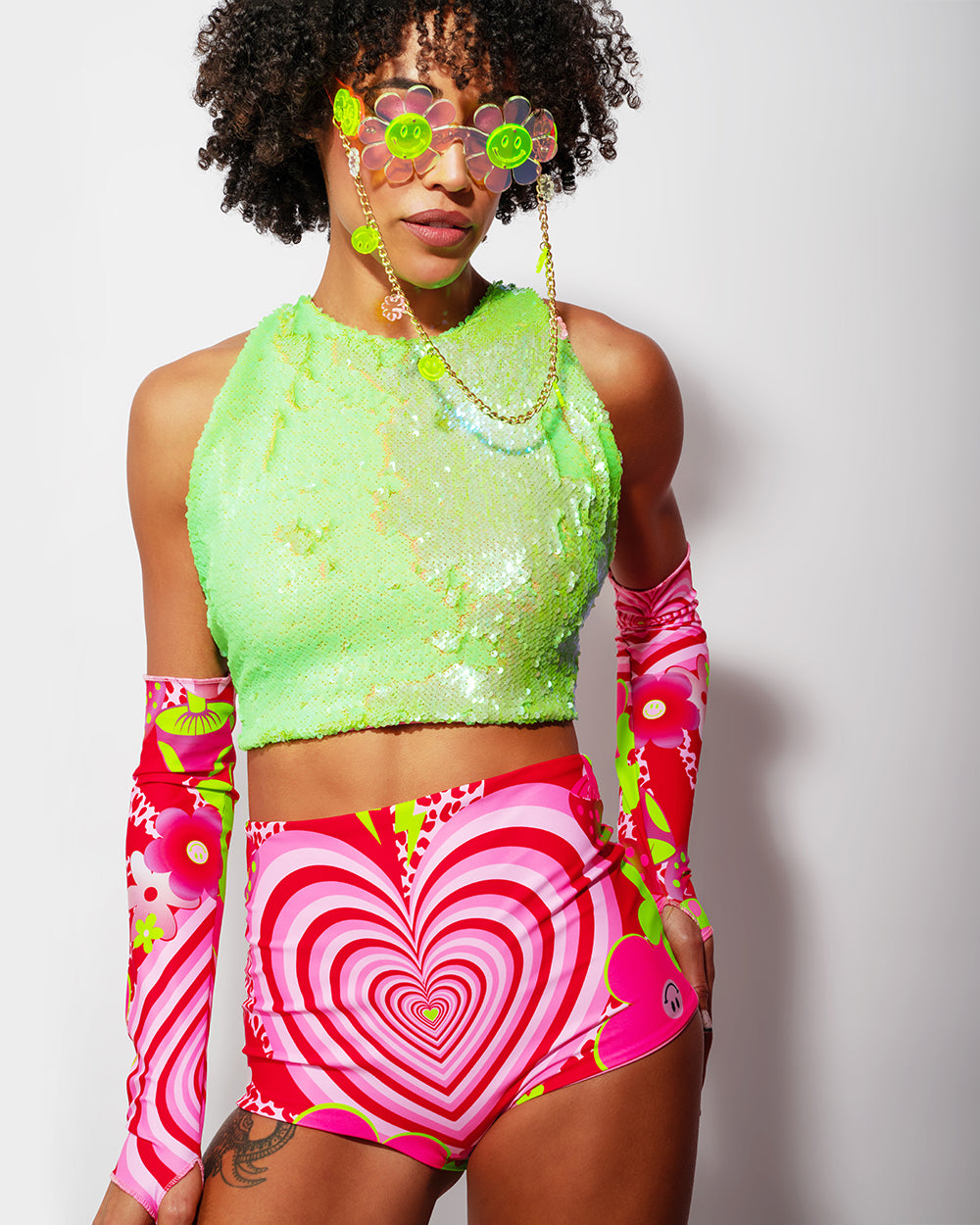 Acid Sequin Crop Top & Hotpant Full Outfit | Loonigans