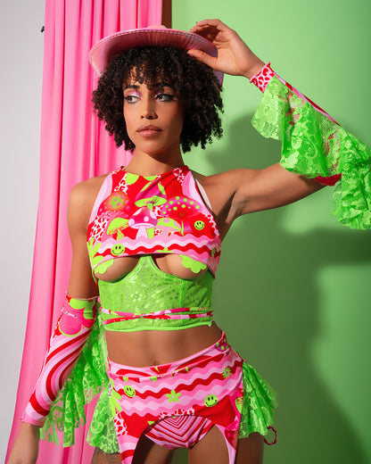 Magic Mushi Printed Super Crop Bikini Top | Loonigans