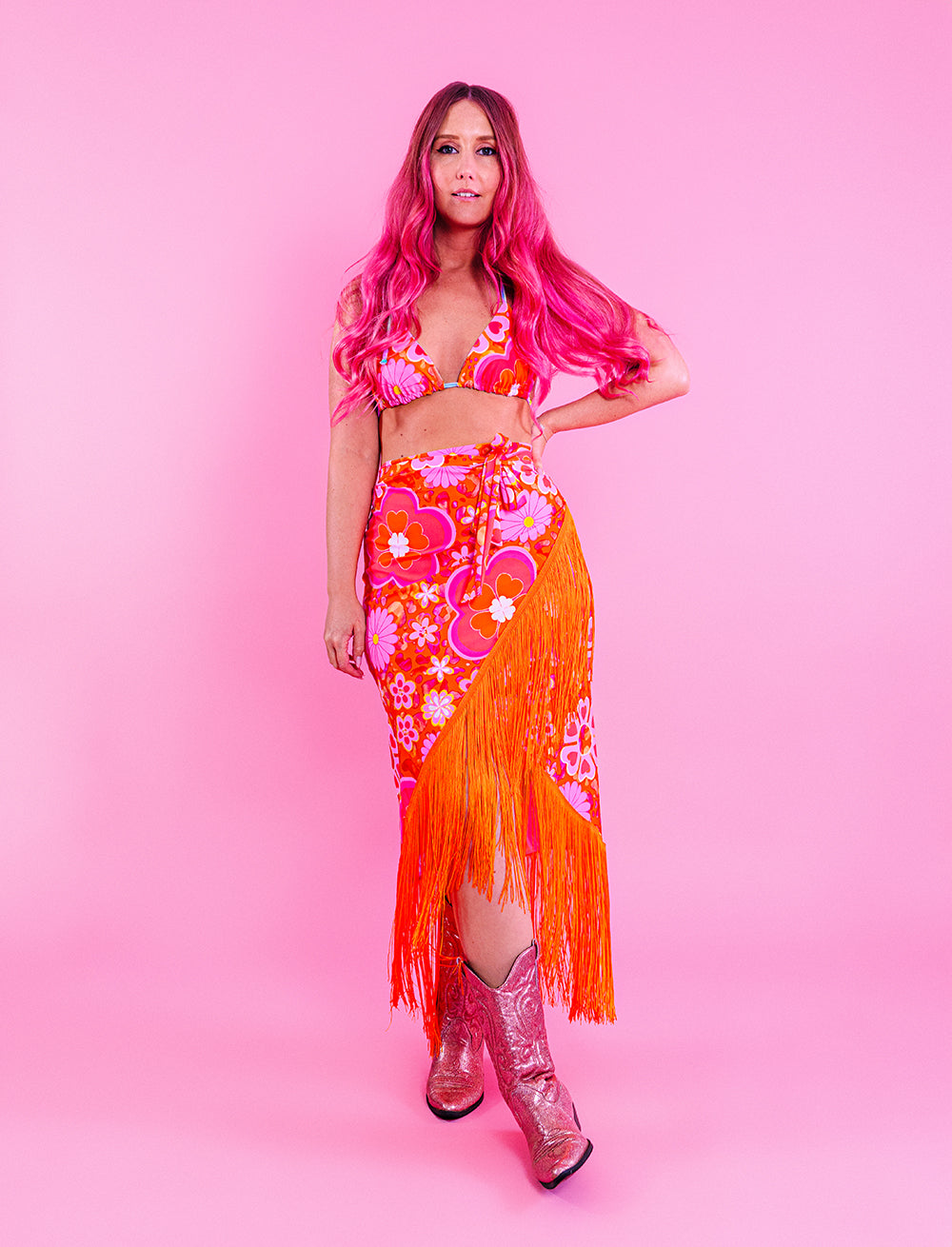 Printed Festival Fringed Wrap Skirt | 2 Colours | Loonigans - LAST SIZES LEFT