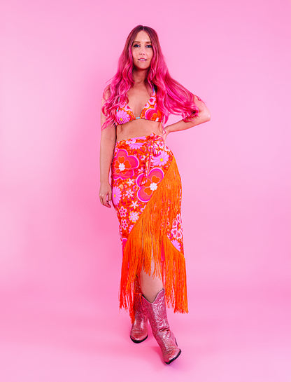 Printed Festival Fringed Wrap Skirt | 2 Colours | Loonigans - LAST SIZES LEFT