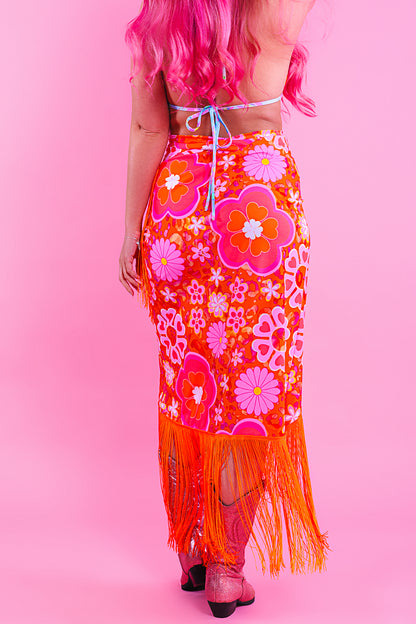 Printed Festival Fringed Wrap Skirt | 2 Colours | Loonigans - LAST SIZES LEFT