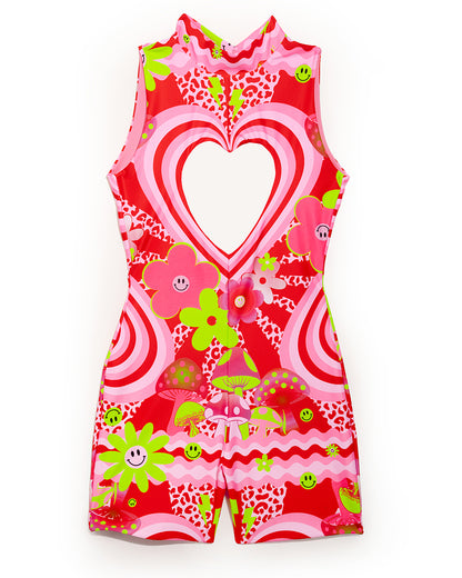 Looniverse Printed Heart Keyhole Playsuit | Loonigans