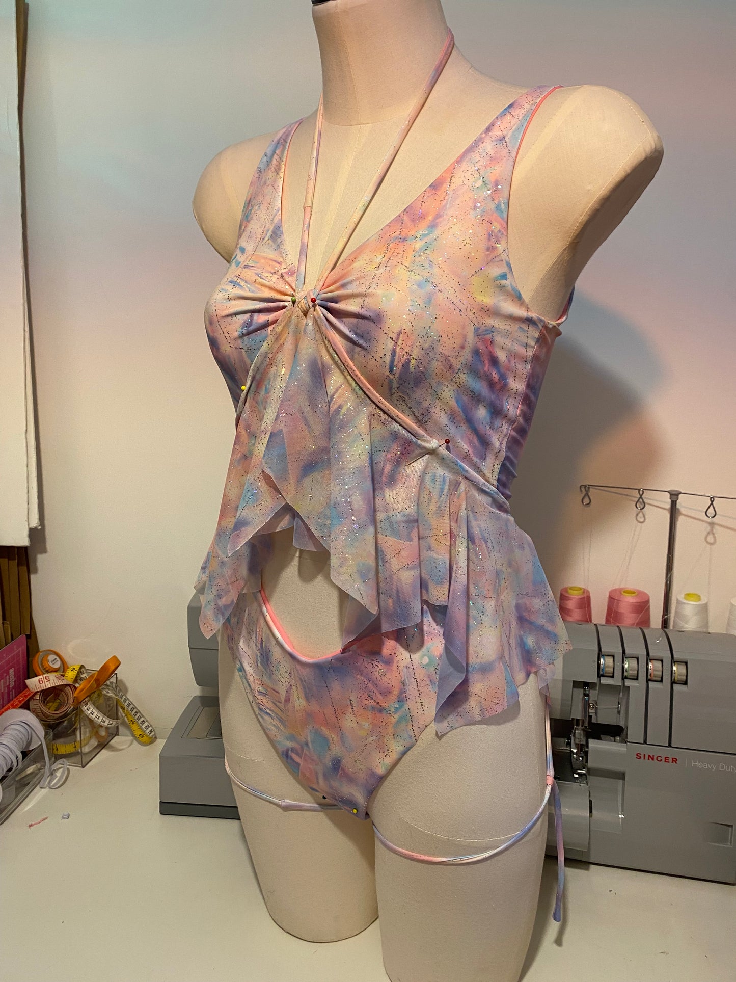 Custom Hella Cut Out High Cut Rave Bodysuit | Pastel | Loonigans