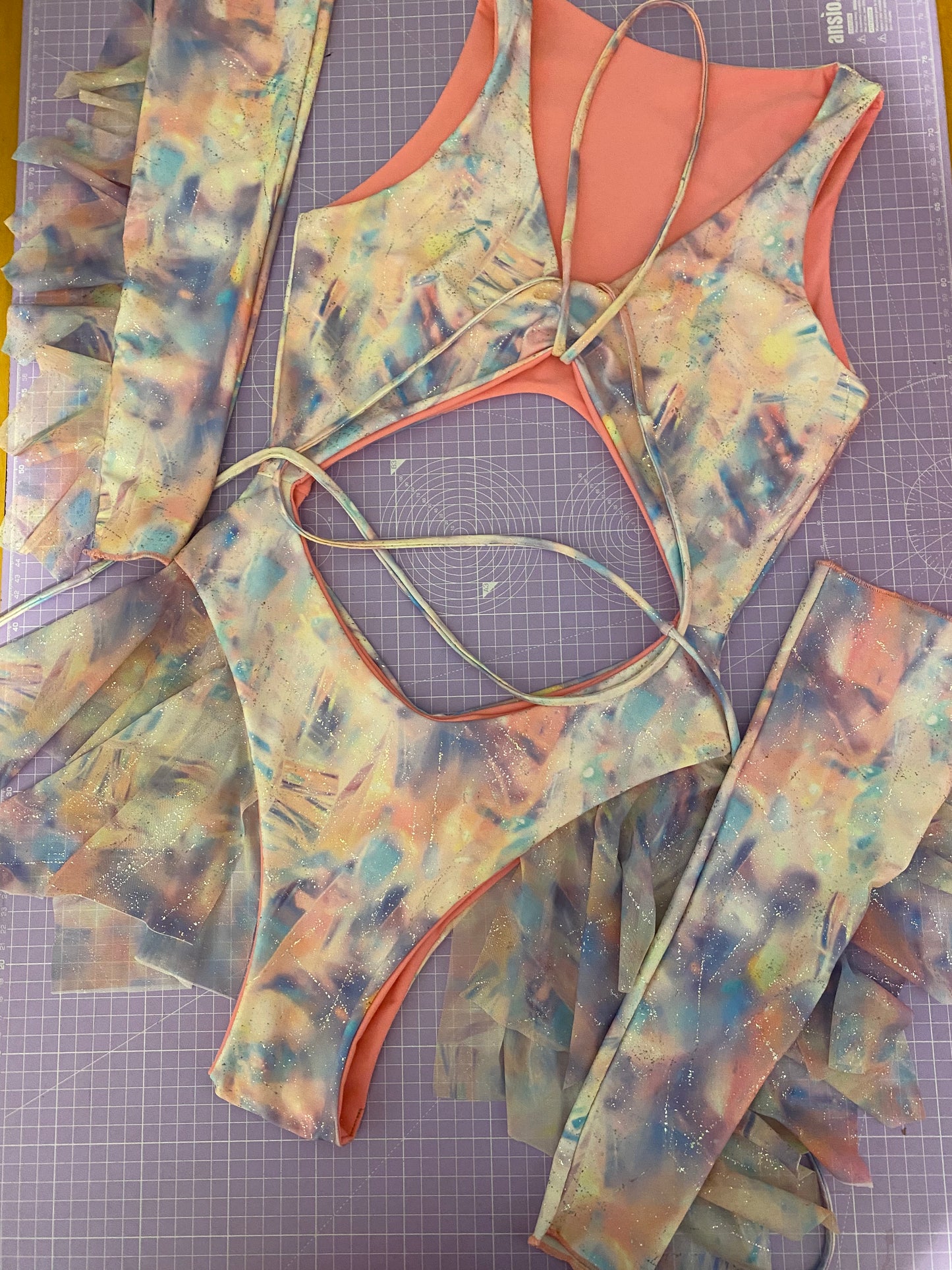 Custom Hella Cut Out High Cut Rave Bodysuit | Pastel | Loonigans