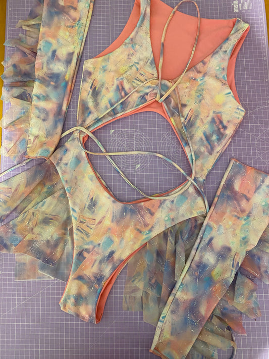 Custom Hella Cut Out High Cut Rave Bodysuit | Pastel | Loonigans