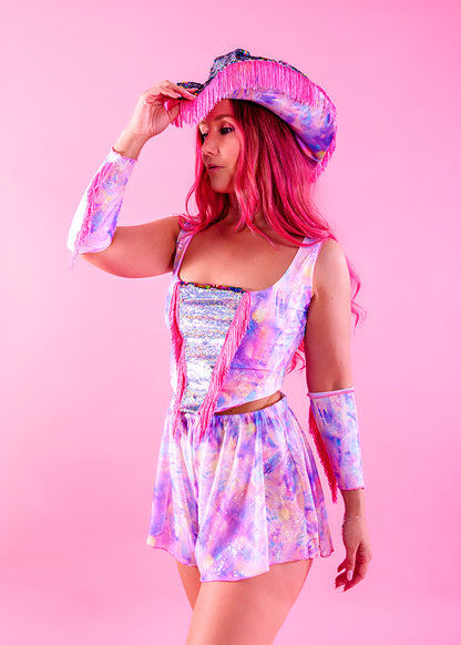 Printed Sequin & Fringe Festival Corset | 2 Colours | Loonigans