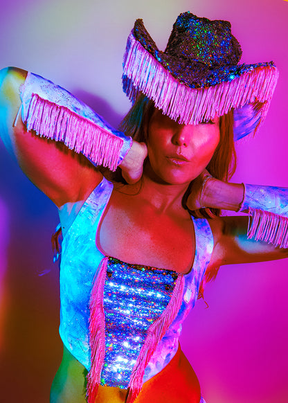 Printed Sequin & Fringe Festival Corset | 2 Colours | Loonigans