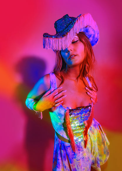 Printed Sequin & Fringe Festival Corset | 2 Colours | Loonigans