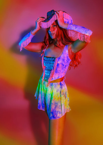 Printed Sequin & Fringe Festival Corset | 2 Colours | Loonigans
