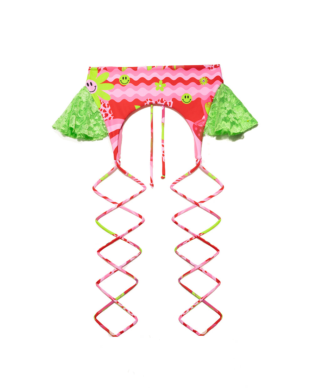 Wavy Printed Lace Frill Suspender Belt | Loonigans