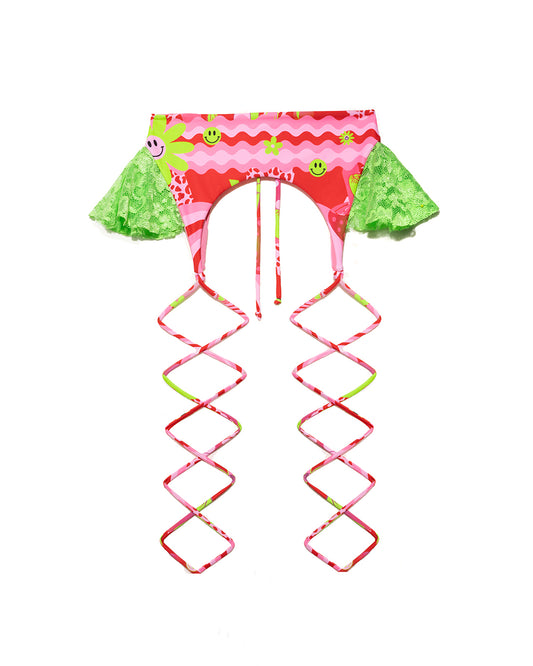 Wavy Printed Lace Frill Suspender Belt | Loonigans