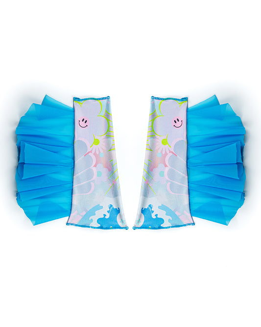 Venus Print and Mesh Frill Festival Sleeves | Loonigans