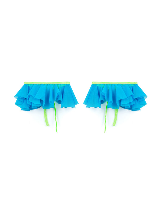 Blue Mesh Frill Garters | Loonigans
