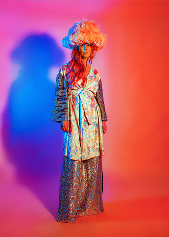 Print Sequin & Fringe Festival Trench Coat | 2 Colours | Loonigans