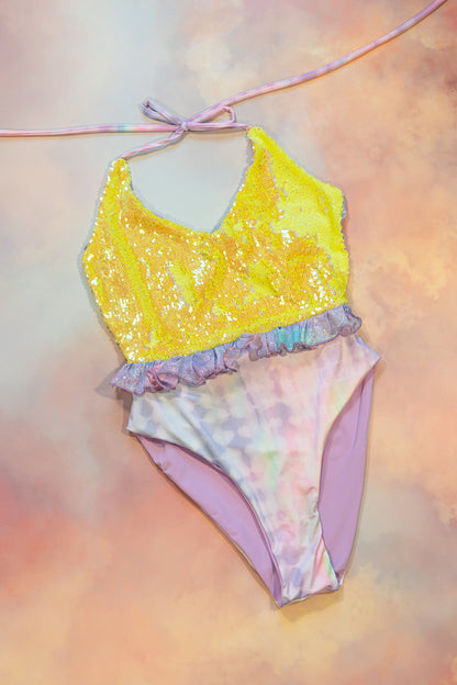 UK 8-10 S - Festival Sequin Frill Bodysuit