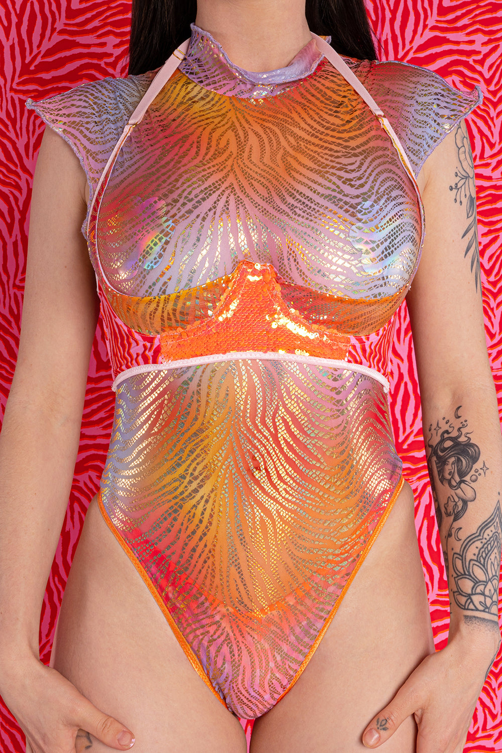 Sheer Foil Mesh Bodysuit