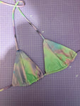 UK XS - Reversible Triangle Bikini Top - Neon Green Snake/Tie Dye