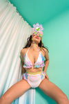 Sequin and Print Frill-kini Festival Bikini Top | 2 Colours | Loonigans
