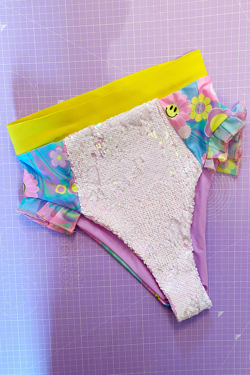 Sequin and Print Frill-kini Festival Bikini Bottom | 2 Colours | Loonigans