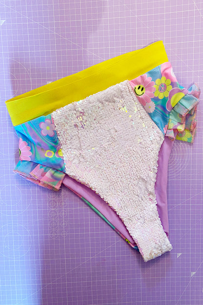 Sequin and Print Frill-kini Festival Bikini Bottom | 2 Colours | Loonigans